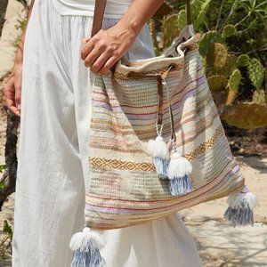 NWT Boho Drawstring Tote Bag